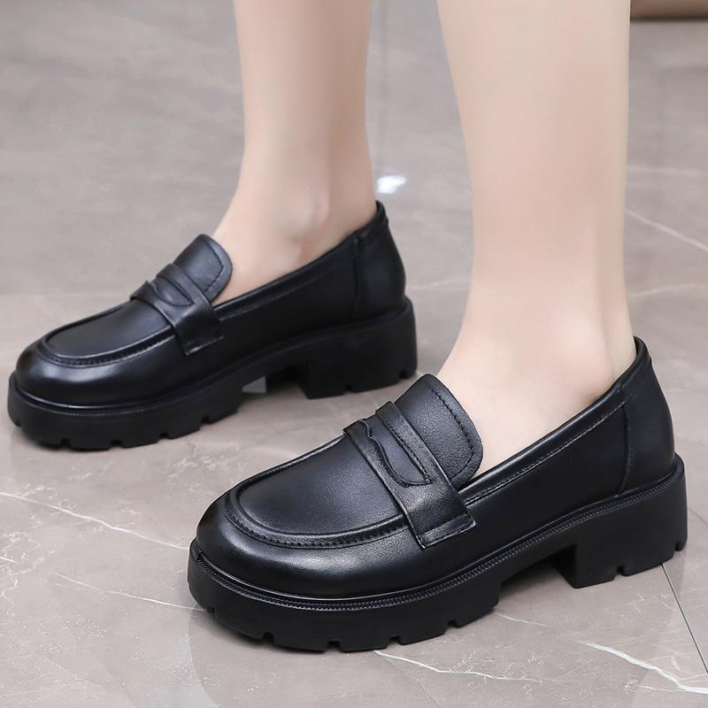 ローファー レディース 本革 フラットシューズ 厚底 ラウンドトゥ スリッポン 黒 レトロ 通勤 普段使い カジュアル 歩きやすい 履きやすい 春夏秋冬