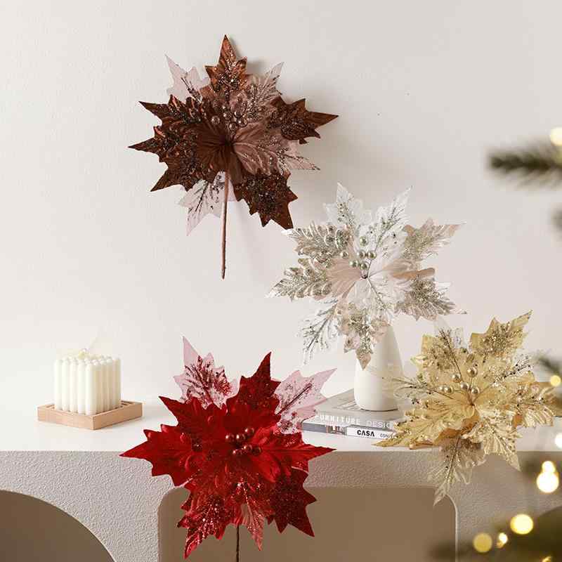 クリスマス 飾り 30cm 造花 DIY 手作り クリスマスツリー オーナメント デコレーション シャンパン レッド ゴールド ブラウン
