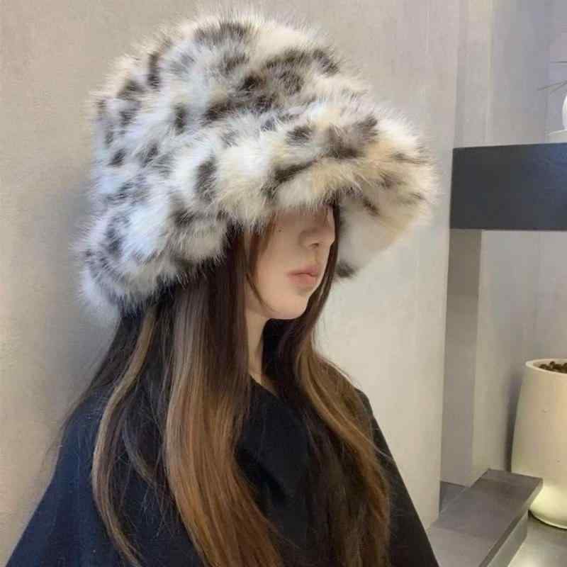 帽子 レディース ヒョウ柄 ボア バケットハット 秋冬 小顔効果 防寒 保温 耳あて付き かわいい ふわふわ モコモコ