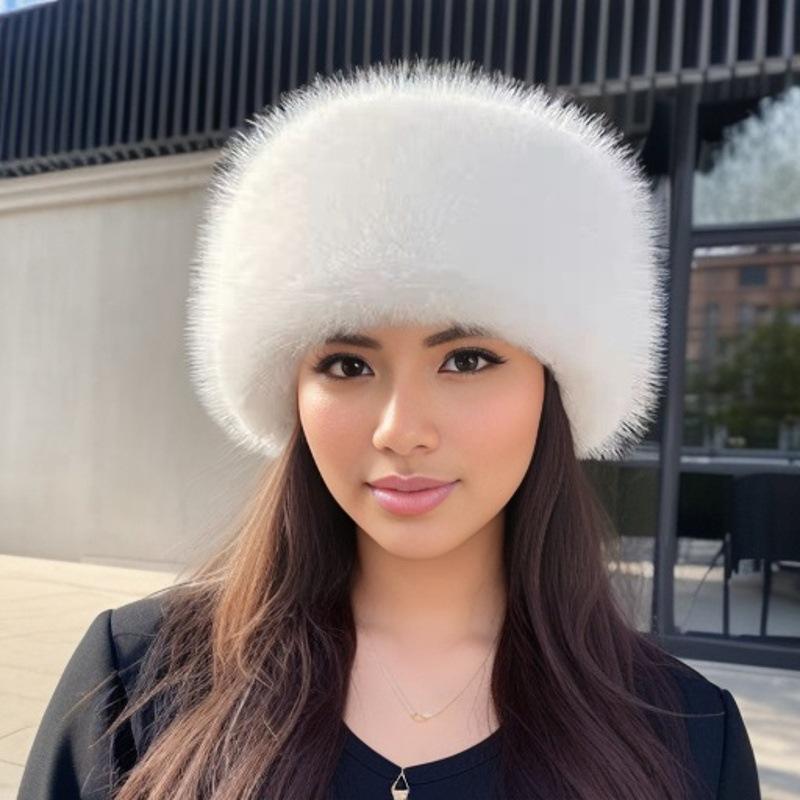 Knit Hat - 帽子 レディース 婦人用 防寒帽 秋冬 平天 イヤーマフ付き かわいい 韓国風 アウトドア ベージュ ホワイト グレー ブラウン ピンク系 ブラック