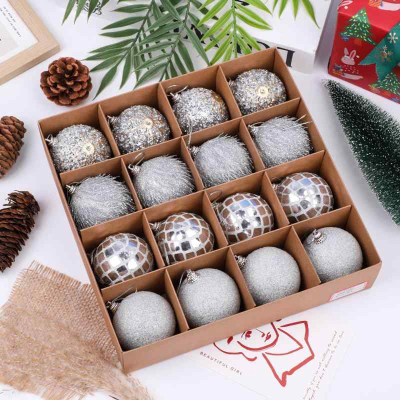 クリスマス デコレーション ボール クリスマスツリー オーナメント DIY キラキラ ラメ 手作り ギフト 6cm シルバー ゴールド ピンク ブラウン グリーン レッド ブルー