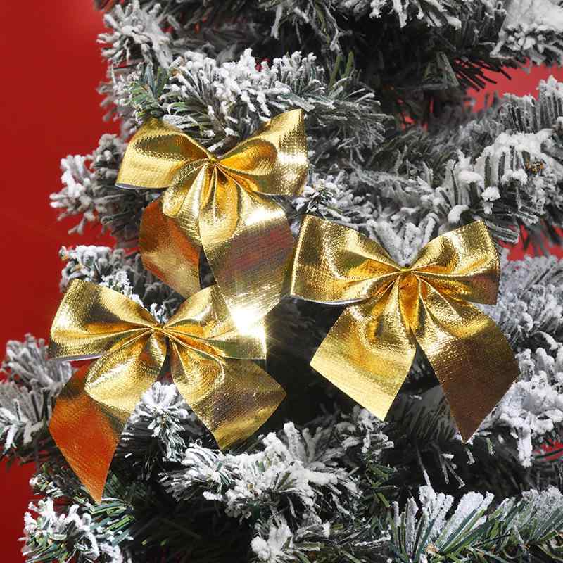 クリスマス 飾り ミニ 蝶結び クリスマスツリー パーティー デコレーション 麻布 金 赤
