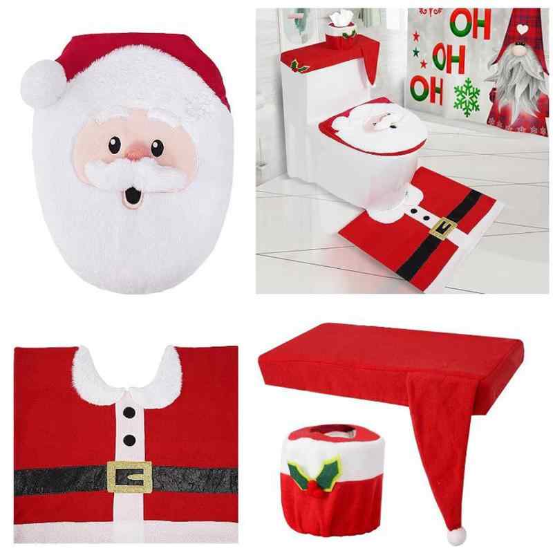トイレタリー クリスマス サンタクロース 絨毛 トイレ4点セット クリスマス 浴室 デコレーション