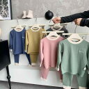 子供用ルームウェア 秋冬 子供服 長袖トップス ズボン 上下セット ドイツ製起毛 保温インナーウェア 厚手 グレー ピンク グリーン ブルー イエロー 90cm...