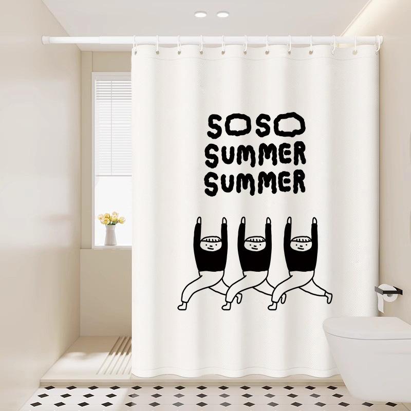 シャワーカーテン 防水 防カビ バスカーテン 間仕切り 厚手 浴室用 ins風 簡筆画 かわいい おしゃれ 幅80cm 幅100cm 幅120cm 幅150cm 幅180cm