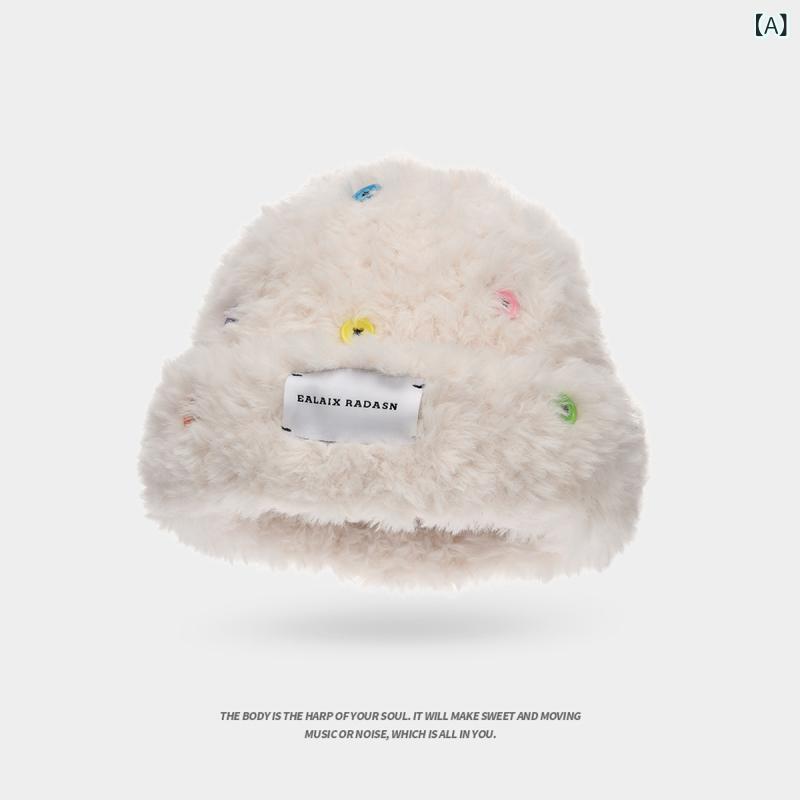 ニット帽 レディース 秋冬 防寒 暖かい 毛糸 帽子 白色 ケーブル編み 小顔効果 かわいい ふわふわ もこもこ ウール 厚手 韓国風 ガーリー カジュアル プレゼント 2