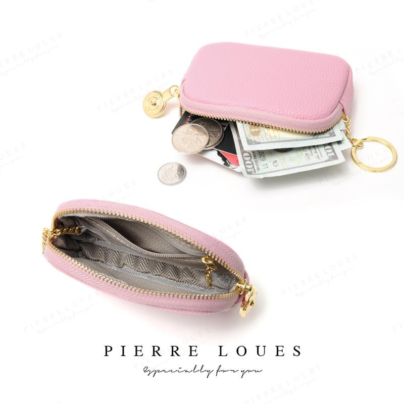 ミニ財布 レディース メンズ イヤホンケース 小銭入れ キーホルダー付き 無地 PUレザー 超軽量 橙色 大..