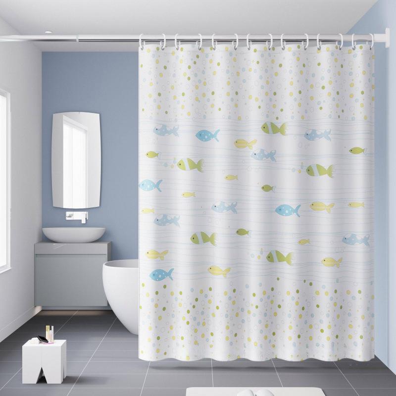 カーテン 防水 間仕切り 厚手 シャワーカーテン 浴室 衛生間 遮光 北欧スタイル PEVA製 幾何学模様 半透明 無地 海底 海中 生物 花柄 魚柄