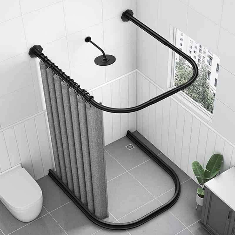 カーテン 防水浴室 間仕切り リネン 厚手 カーテンセット U字型 カーテンレール シャワーカーテン 撥水加工 カーテンリング付属 ポリエステル 無地 80 90 100 110 グレー ブルー ピンク グリーン