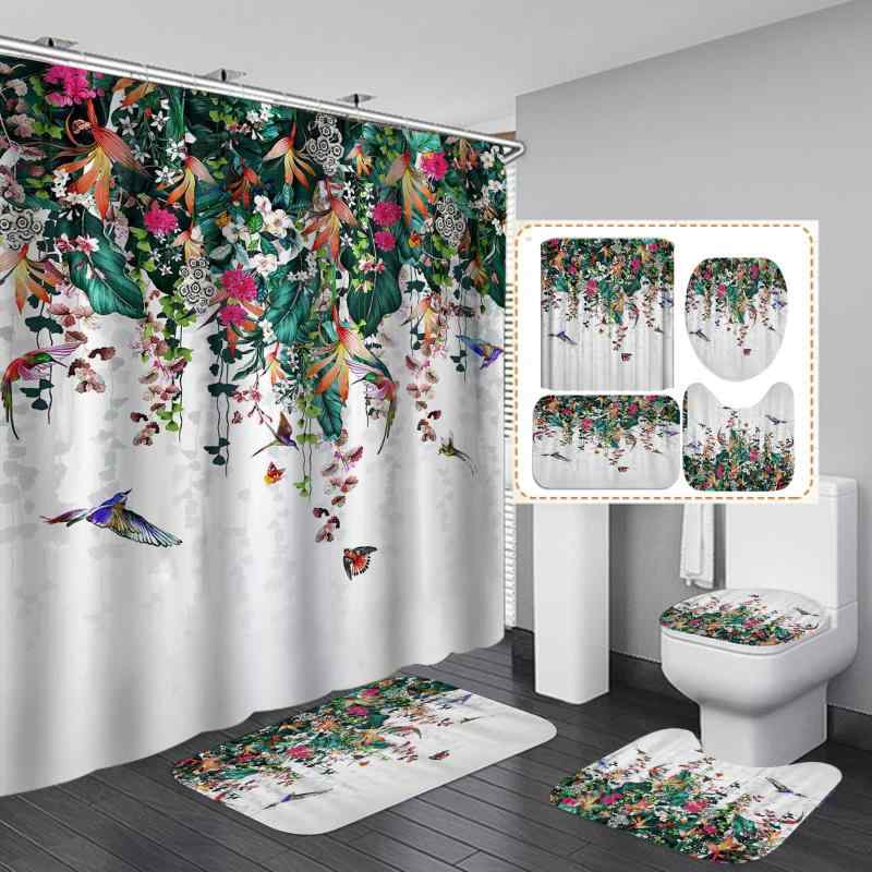 バスカーテン レディース 多様な植物柄 ポリエステル製 防水 間仕切り シャワーカーテン 浴室 ホテル