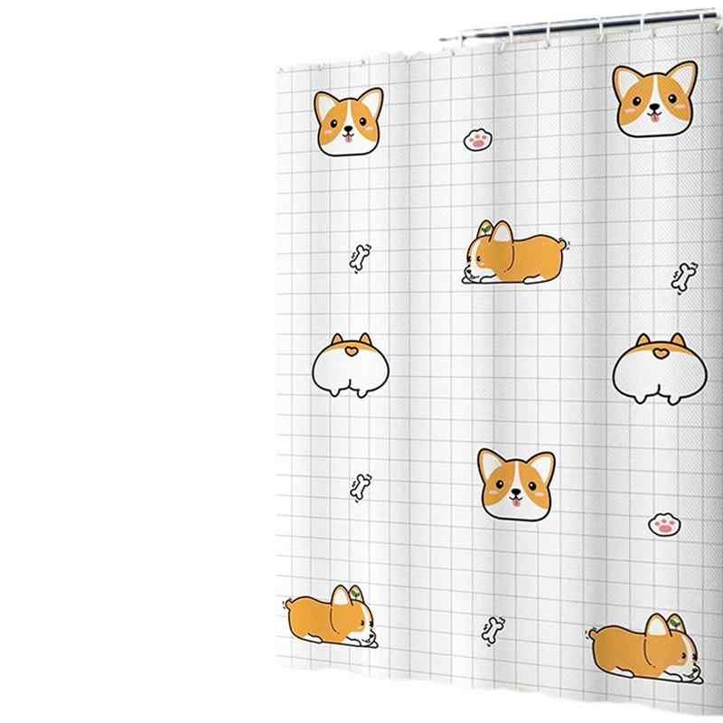 カーテン レディース 高機能 ポリエステル 浴室 バスルーム 間仕切り 厚手 防水 防カビ 撥水性 遮像 目隠し カーテンリング付き かわいい おしゃれ 白 黒 格子柄 フルーツ柄