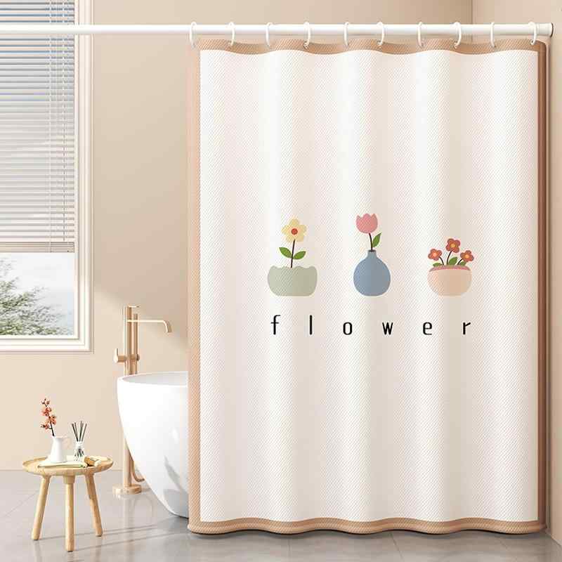カーテン 浴室用 防カビ 防水 シャワーカーテン ユニットバス 洗面所 間仕切り 撥水 ポリエステル製 スクエア柄 花柄 リーフ柄 ドッグ柄 スター柄