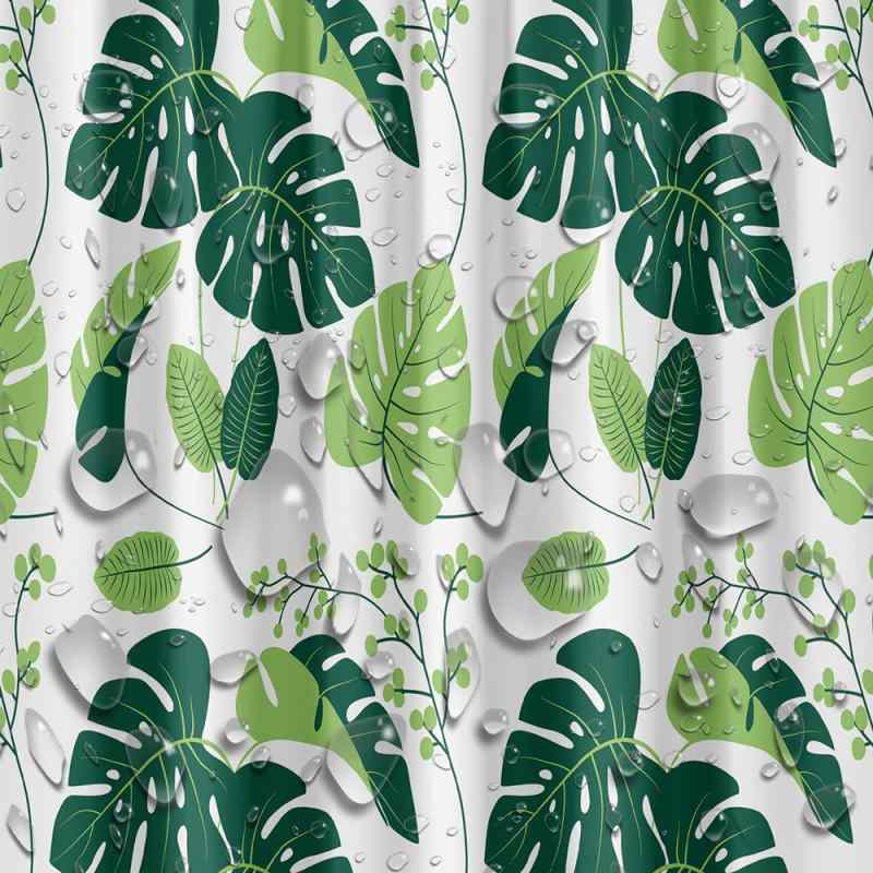 カーテン 浴室用カーテン シャワーカーテン 遮像 間仕切り 撥水 厚手 PEVA 龟背叶柄 不锈钢扣