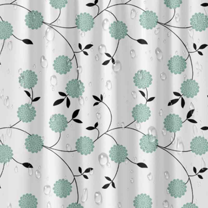 カーテン 防水 遮像 間仕切り 黒緑 樹木柄 バスルーム用 厚手 PEVA製 180×180cm 180×200cm