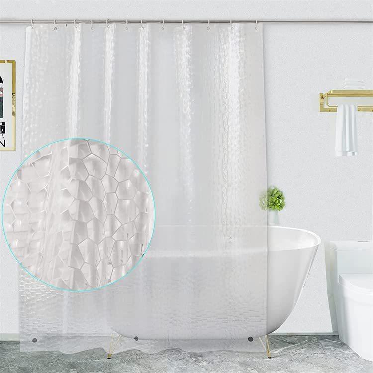 シャワーカーテン レディース 浴室用 カーテン 防水 透明 マグネット付き ステンレス製 フック付き バスカーテン 間仕切り