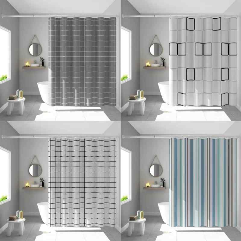 カーテン 浴室用カーテン ポリエステル製 グレー 格子柄 間仕切り 目隠し 撥水加工 洗面所 トイレ バスルーム