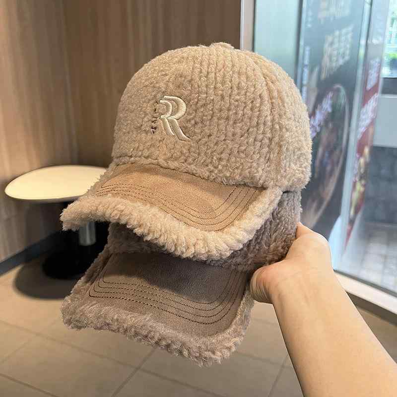 帽子 レディース 冬用 刺繡 野球帽 韓国風 小顔効果 あったか ウール混 キャップ ブラック ベージュ カーキ グレー