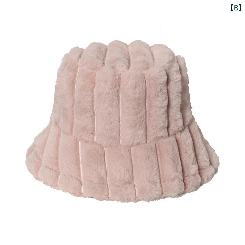 帽子 レディース バケットハット カジュアル かわいい 小顔効果 防寒 ストライプ柄 毛绒 漁夫帽 秋冬 ブラック ピンク グレー