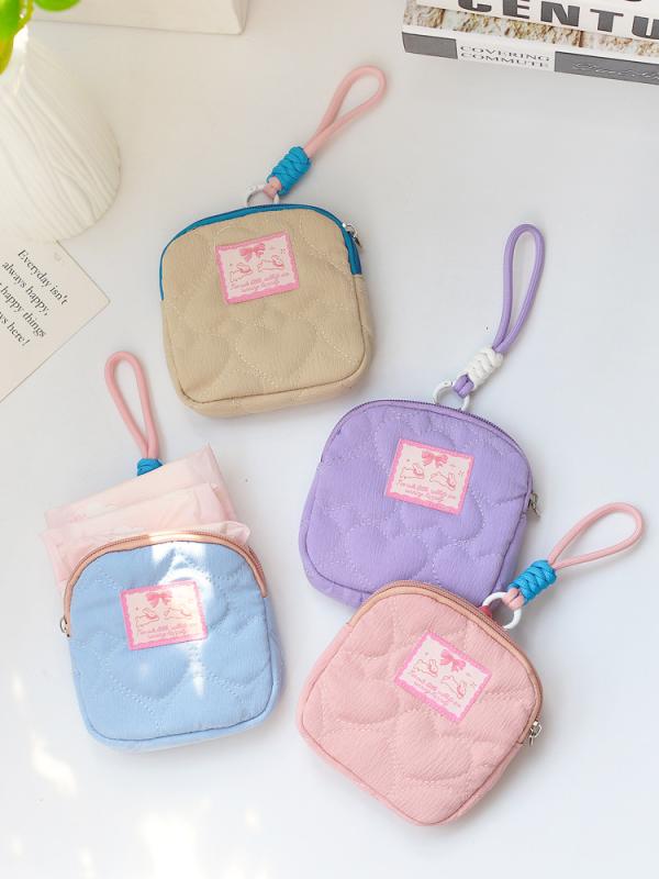 ポーチ レディース かわいい 生理用品入れ サニタリーポーチ 携帯用 ミニ財布 小物入れ ポリエステル製 車縫い 菱格柄 アニマル柄 ピンク系 ベージュ系 ブルー系 パープル系