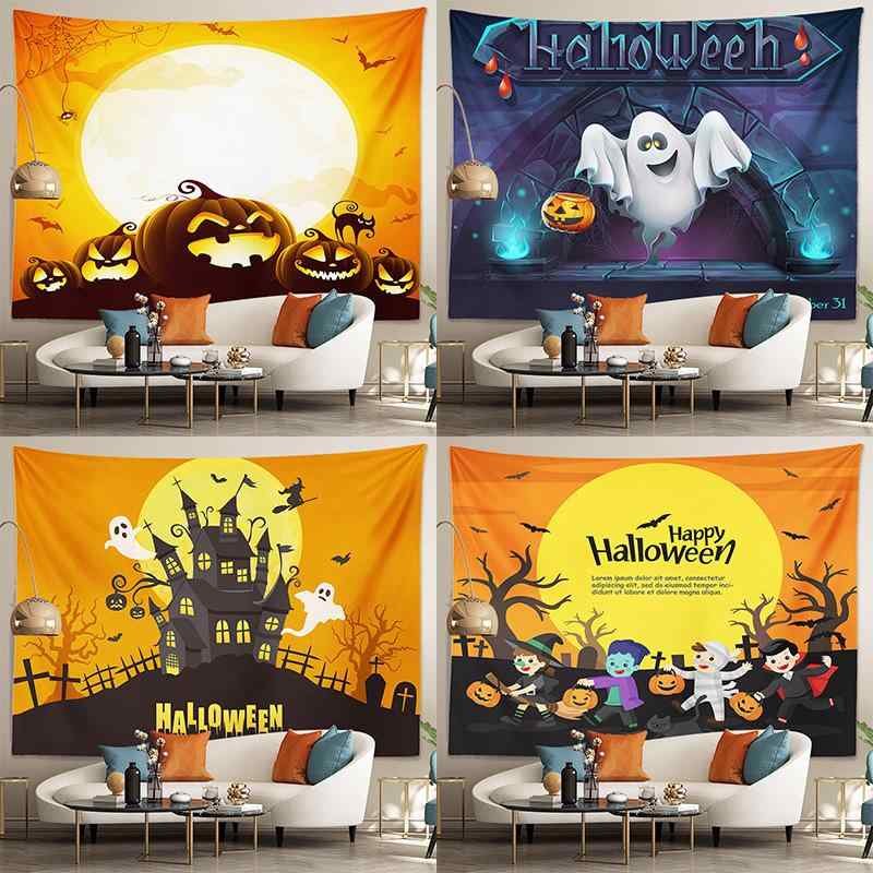 タペストリー ハロウィン 壁掛け 桃皮絨 ポリエステル カボチャ お化け パーティー イベント 背景布