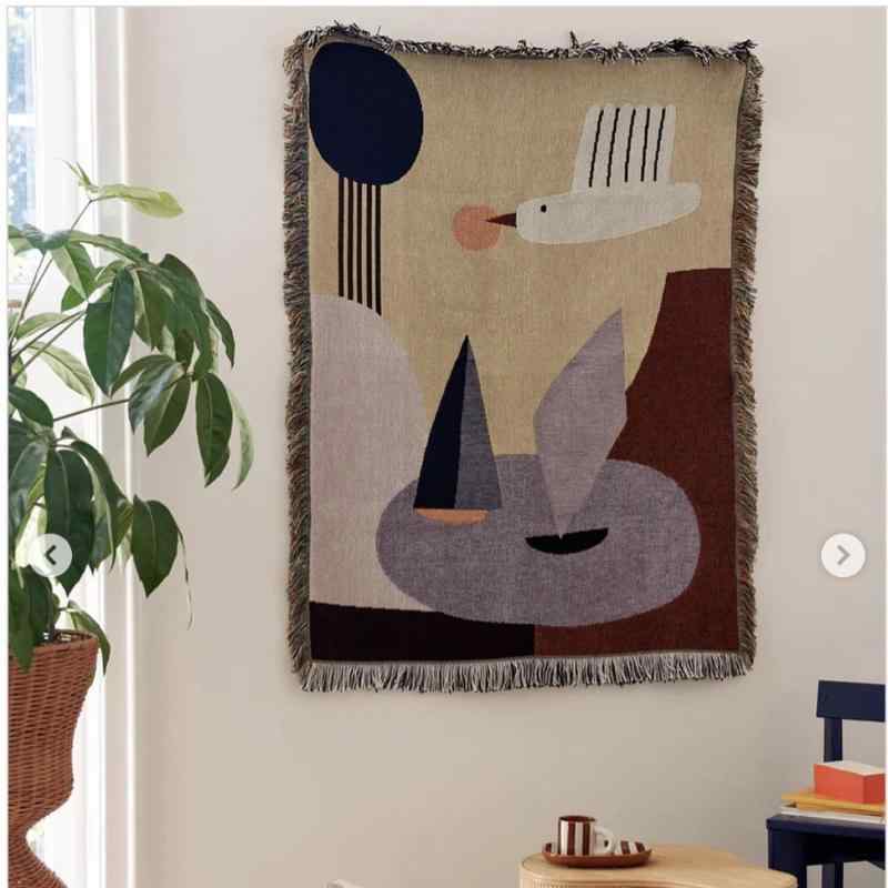 タペストリー 花柄 リビングルーム コットン混紡 デンマークデザイン 130 160cm 鳥柄 アート