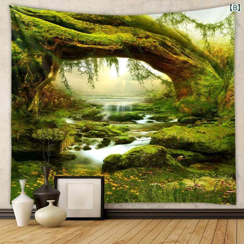 タペストリー 壁掛け 森の風景 ポリエステル製 多機能 模様替え インテリア装飾 おしゃれ 73X95CM 100X150CM 130X150CM 150X200CM 180X230CM 3