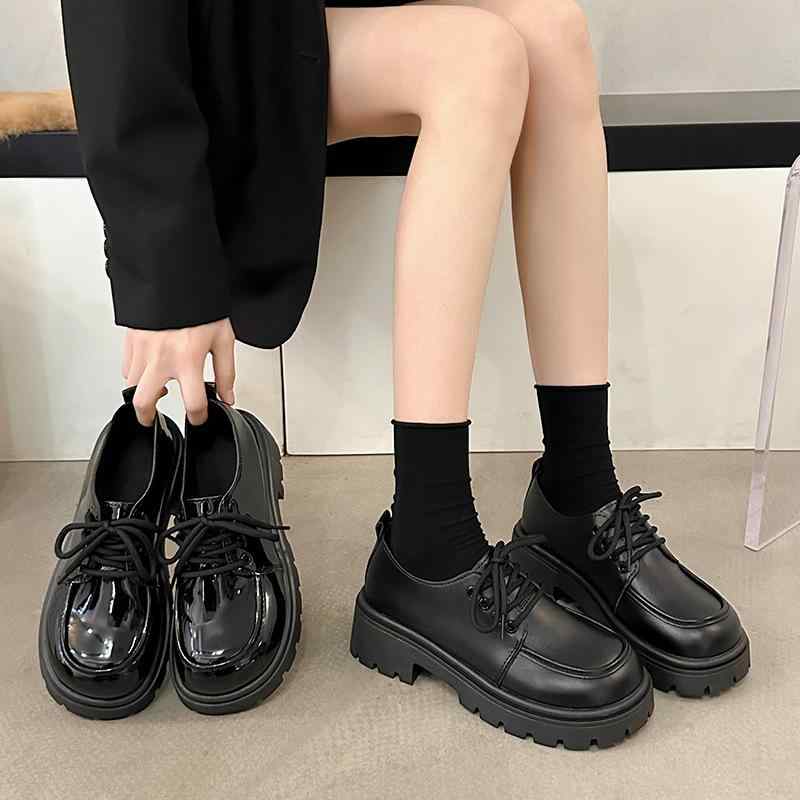 ローファー レディース 厚底 マニッシュシューズ カジュアルシューズ 黒 PUレザー 春秋冬 無地 3cmヒー..