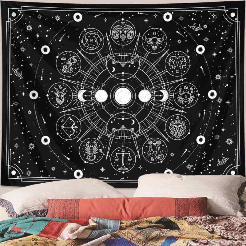 乐天商城 - タペストリー 十二星座 星空 月相 ボヘミアン 幾何学模様 寝室 リビング 装饰 模様替え インテリア 95x75cm 150x100cm 150x130cm 200x150cm 230x180cm