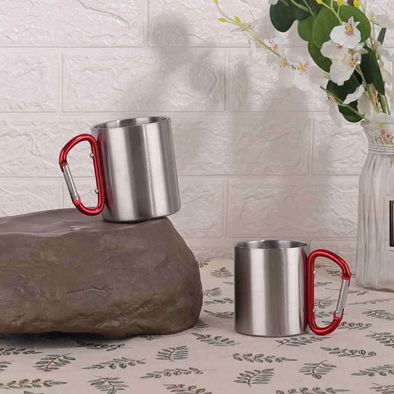 水筒 ステンレス マグカップ 300ml 登山用 アウトドア キャンプ 携帯用 ハンドル付き