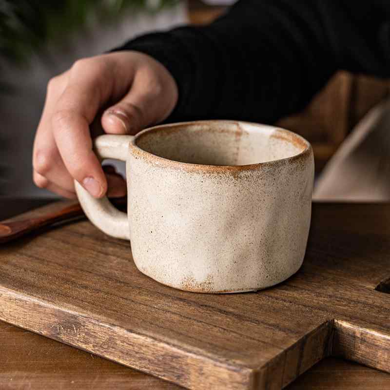 マグカップ コーヒーカップ 粗陶 レトロ 不規則 ホーム オフィス ミルクカップ ウォーターカップ