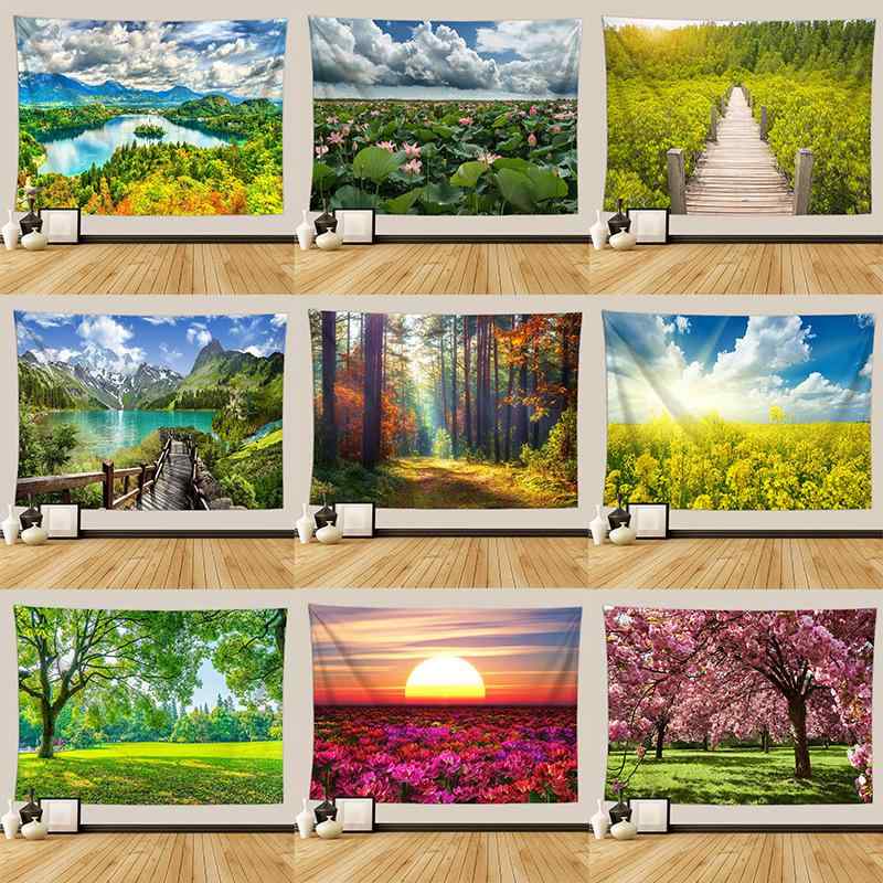 タペストリー 風景柄 自然風景 パームツリー柄 壁掛け ビーチタオル ポリエステル製 リビング 寝室