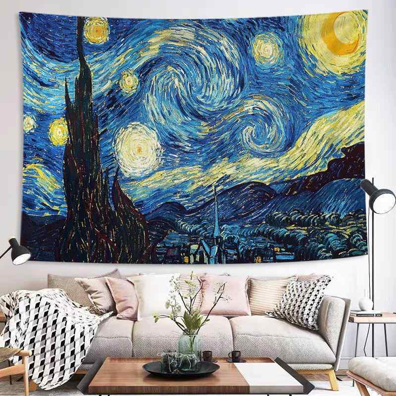 タペストリー ヴァン ゴッホ 星月夜 背景布 ヨーロピアン レトロ 油絵風 壁掛け 模...