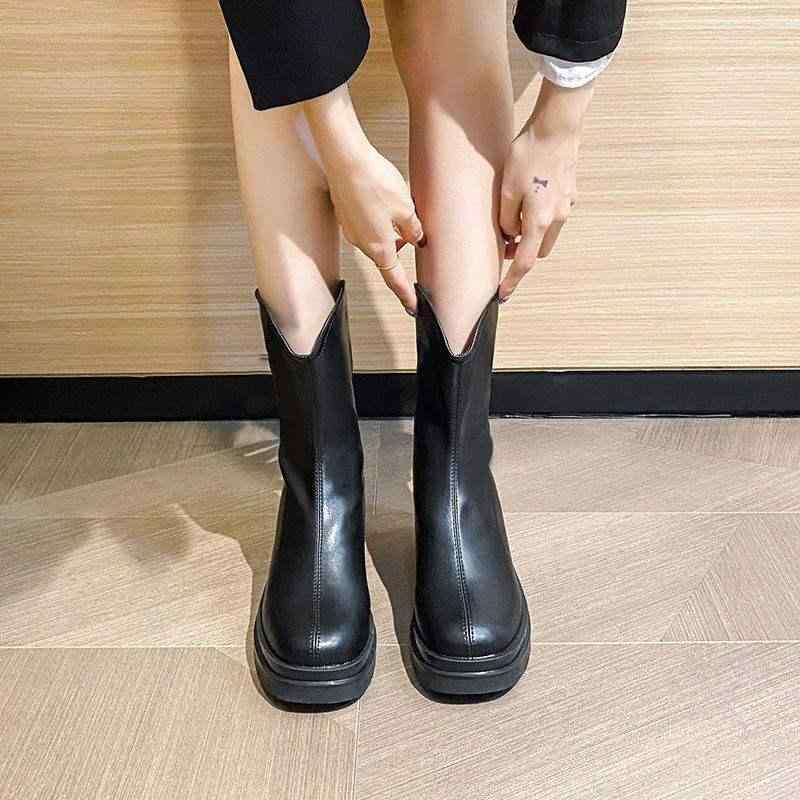 ブーツ レディース 男性用 サイドゴアブーツ ショートブーツ 厚底ブーツ 防水 ミドル丈 黒 ブラック ブ..