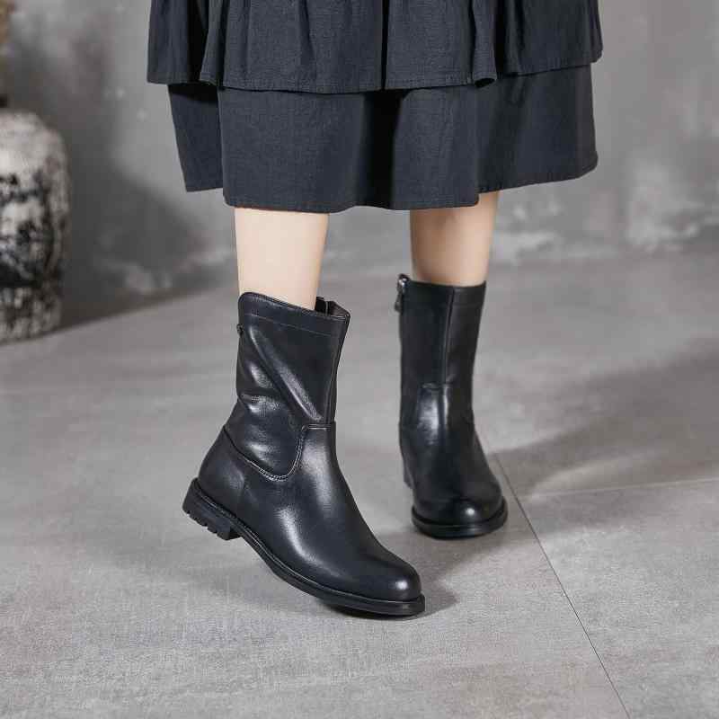 ブーツ レディース 女性用 本革 ショートブーツ 尖头 ローヒール フラットヒール ぺたんこ靴 サイドジ..