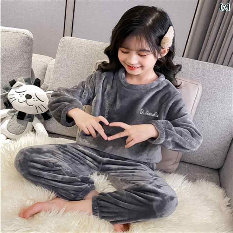 子供用パジャマ 上下セット フランネル 珊瑚絨 キッズ ベビー 男の子 女の子 中大 ...