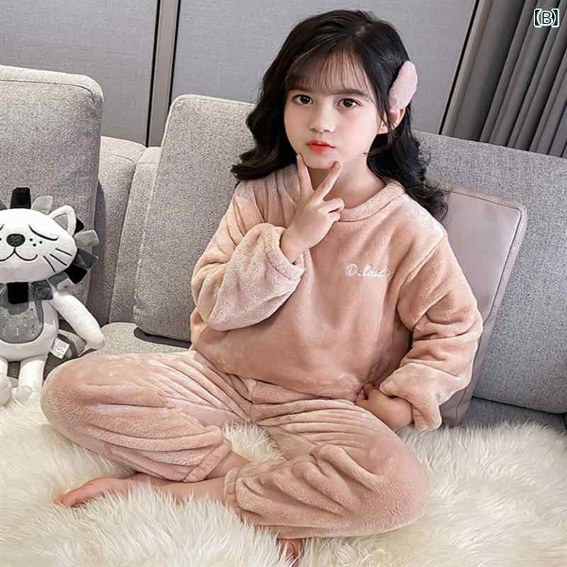 子供用パジャマ 上下セット フランネル 珊瑚絨 キッズ ベビー 男の子 女の子 中大 ...