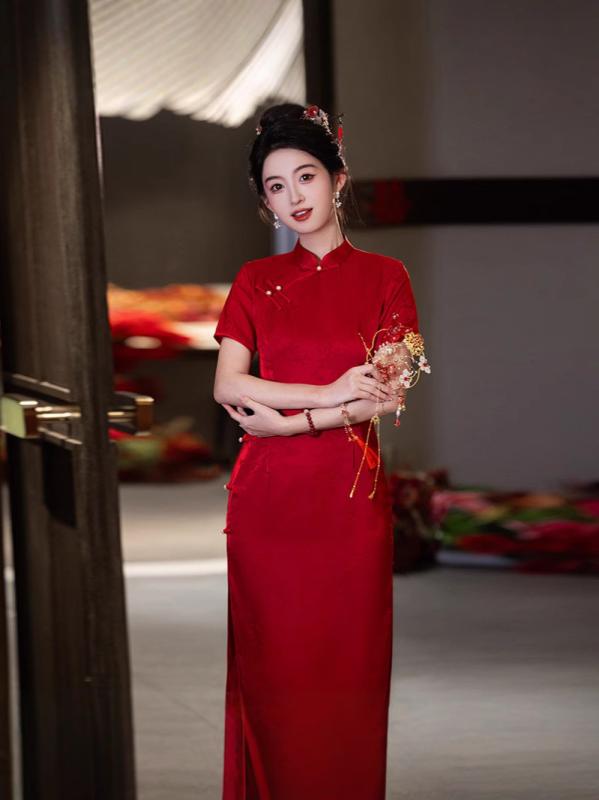 チャイナドレス レディース 若者向け ワンピース 中旗袍 ポリエステル エレガント S M L XL XXL XXXL