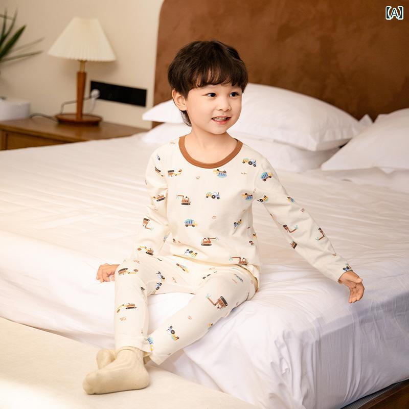 シャドーテールの子供用パジャマ 上下セット 春秋 中小童サイズ 男の子 かわいい ホームウェア 綿 カートゥーン柄 切り替え 保温性｜アングル2