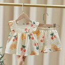 子供用パジャマ 女の子 夏物 半袖キャミソール セットアップ さくらんぼ柄 花柄 レース 薄手 かわいい おしゃれ キッズルームウェア