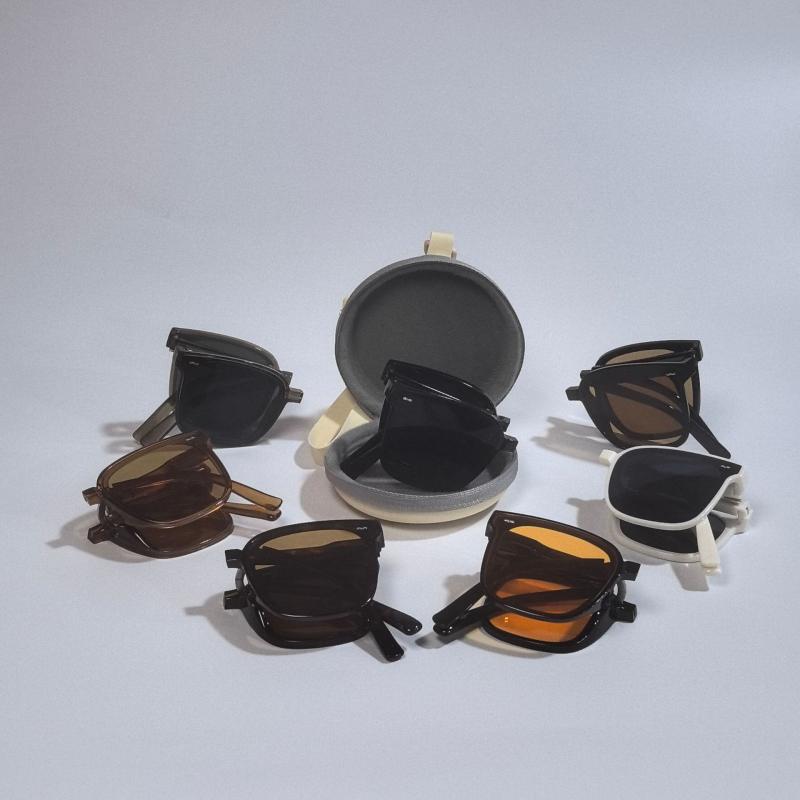 サングラス レディース メンズ スクエアフレーム 折りたたみ式 UVカット 紫外線対策 遮光 墨色 黒 べっ甲柄 茶色