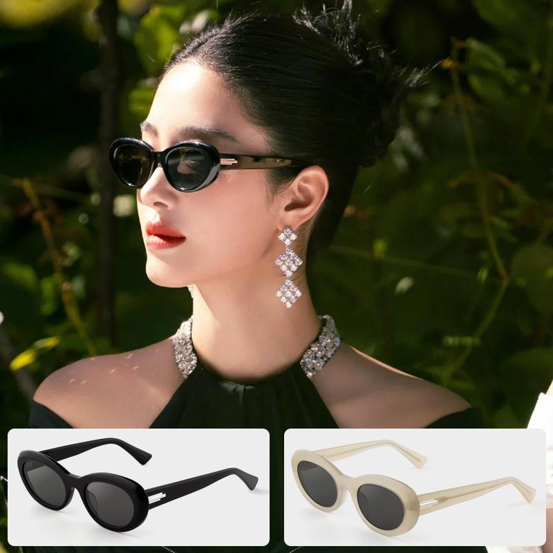 サングラス レディース メンズ 猫目 UV400 紫外線カット 遮光 板材フレーム ファッション ストリート スタイル グレー ブラック