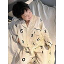 子供用パジャマ 長袖長ズボン ホームウェア 上下セット 春秋 男の子 8歳以上向け 140cm以上 乳白色 ブルー 部屋着 寝間着 セットアップ