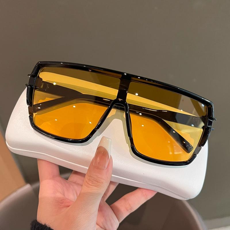 サングラス メンズ レディース 超大フレーム UV400 紫外線カット 偏光レンズ ファッション ドライブ 運転用 ブラック グレー イエロー ブラウン オレンジ グリーン ブルー