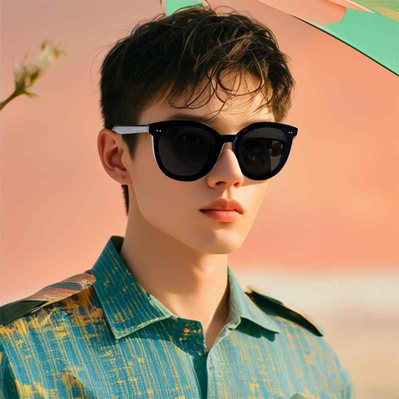 サングラス メンズ 小さめサイズ UVカット ブラックフレーム ファッション ドライブ 紫外線対策 黒ぶち 遮光 紫外線カット