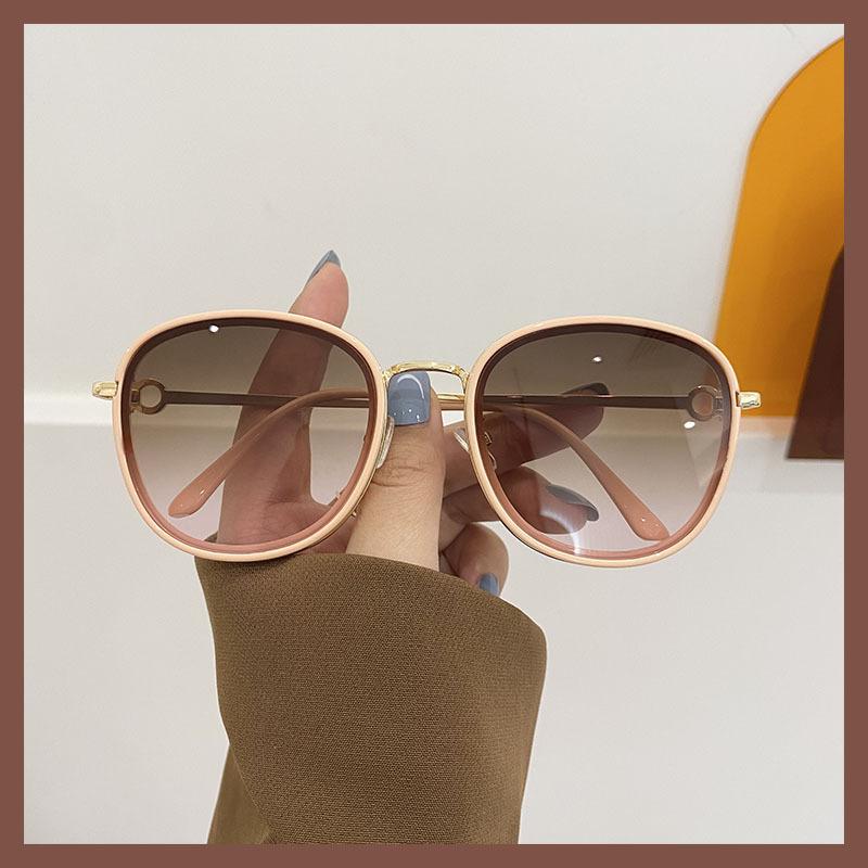 サングラス レディース 丸型 運転用 茶色フレーム UVカット 金色 韓国風 かわいい ファッション