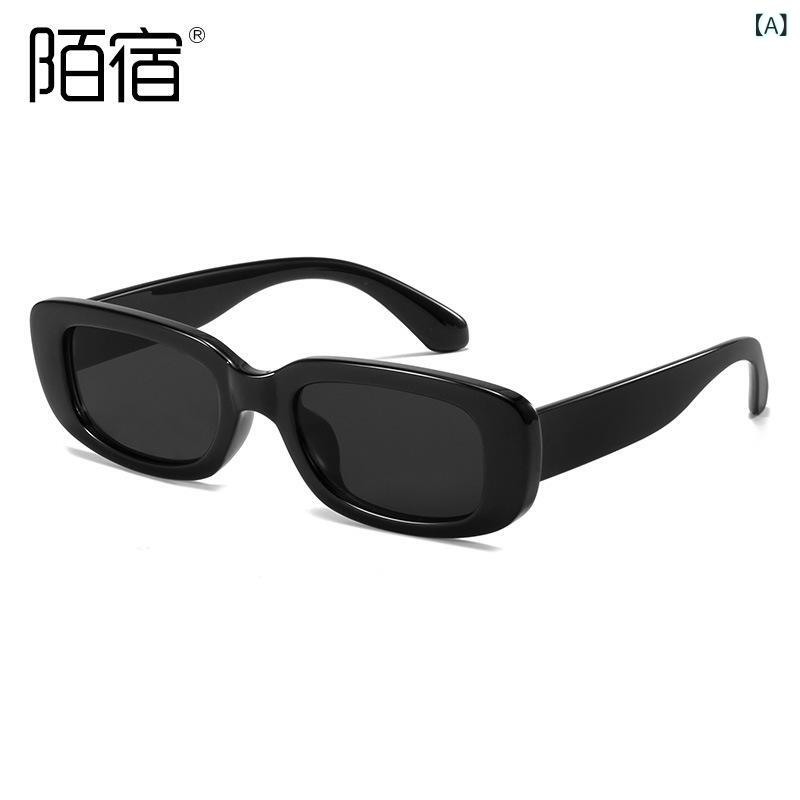 サングラス レディース UVカット 紫外線対策 小さめ 黒縁 スクエア 猫目 ファッション ドライブ 旅行 ブラック系