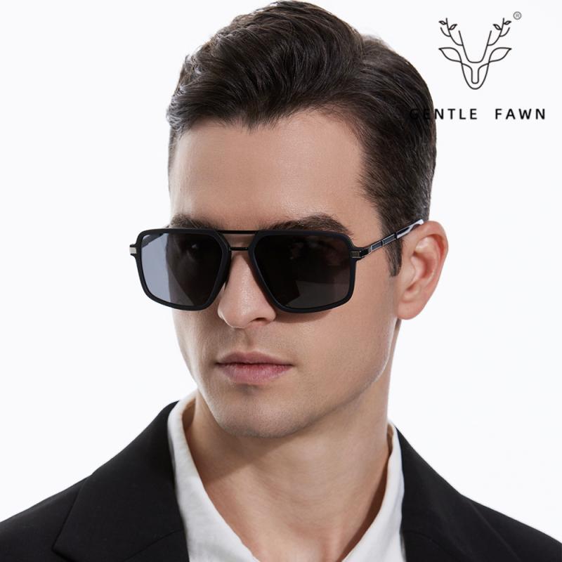 サングラス メンズ 男性用 偏光レンズ UV400カット 運転用 ドライブ 釣り スポーツ アウトドア ファッション スクエアフレーム ブラック グレー