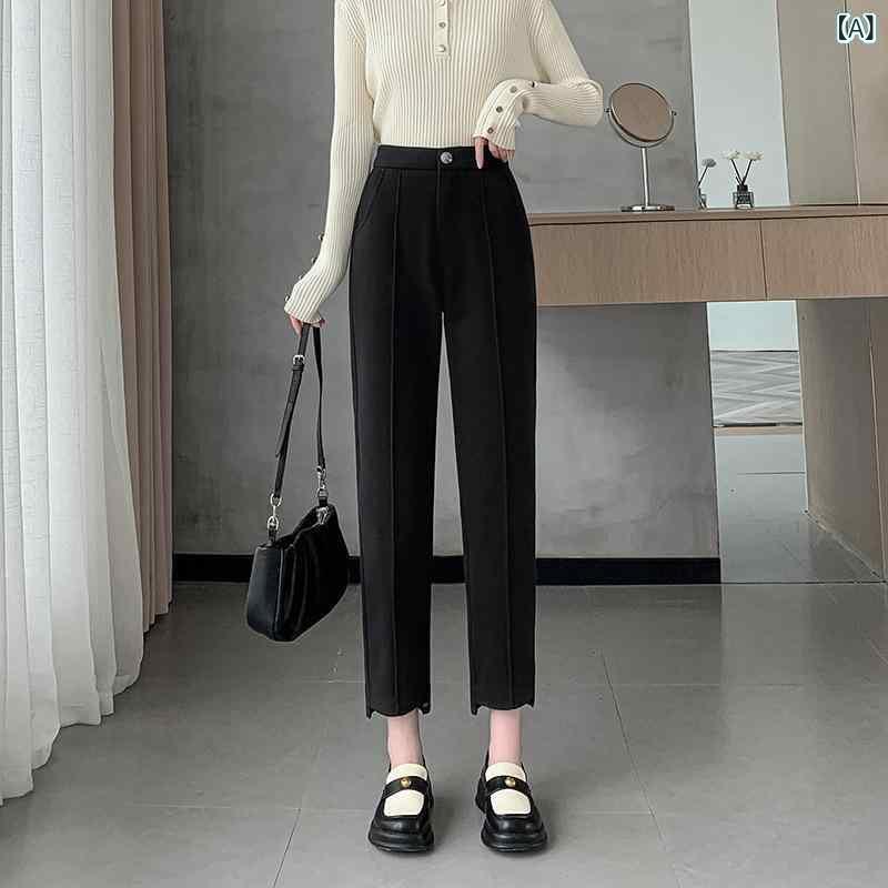 パンツ レディース 秋冬 テーパードパンツ ズボン スラックス オフィス カジュアル きれいめ 厚手 ポリエステル ブラック 黒 ベージュ フォーマル 通勤 仕事着 9分丈