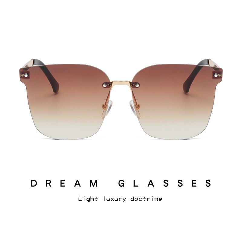 サングラス レディース メンズ 縁なし スクエア型 UV400 紫外線カット 遮光 金縁 ブラック グレー ピンク 渐变茶 渐变灰 ブルーレンズ ドライブ 旅行 ビジネス 通勤 かわいい ファッション