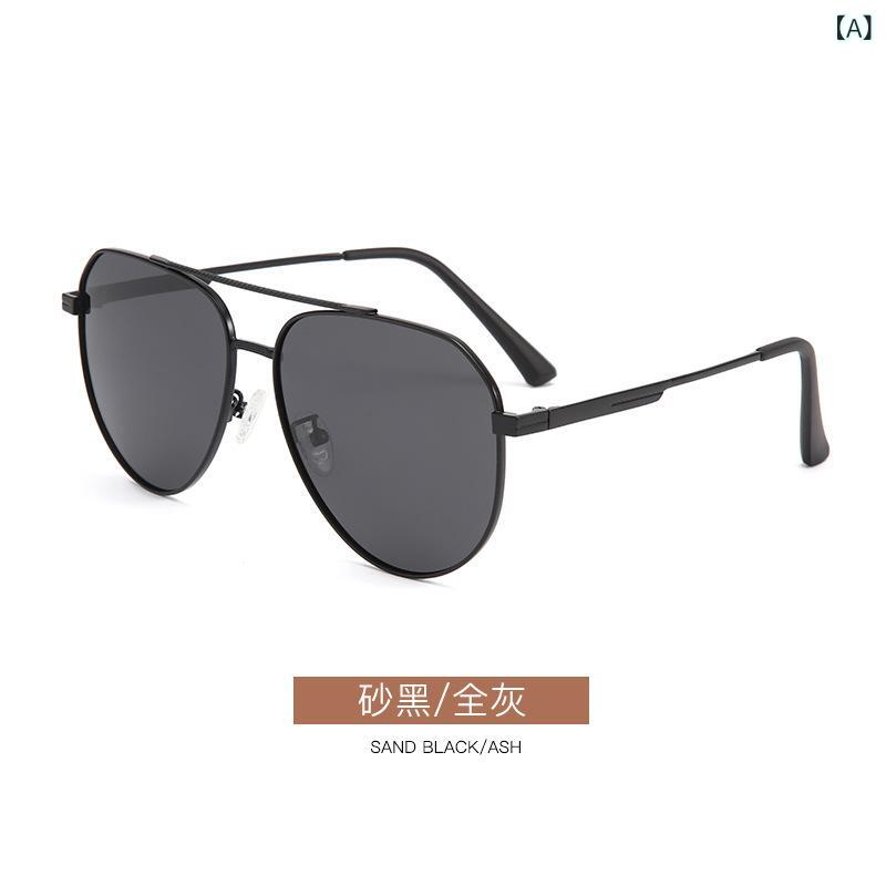 サングラス レディース メンズ 偏光 UV400 紫外線カット ドライブ 釣り 運転用 メタルフレーム 蛤蟆鏡 ブラック グレー 砂ブラック 全グレー 枪色